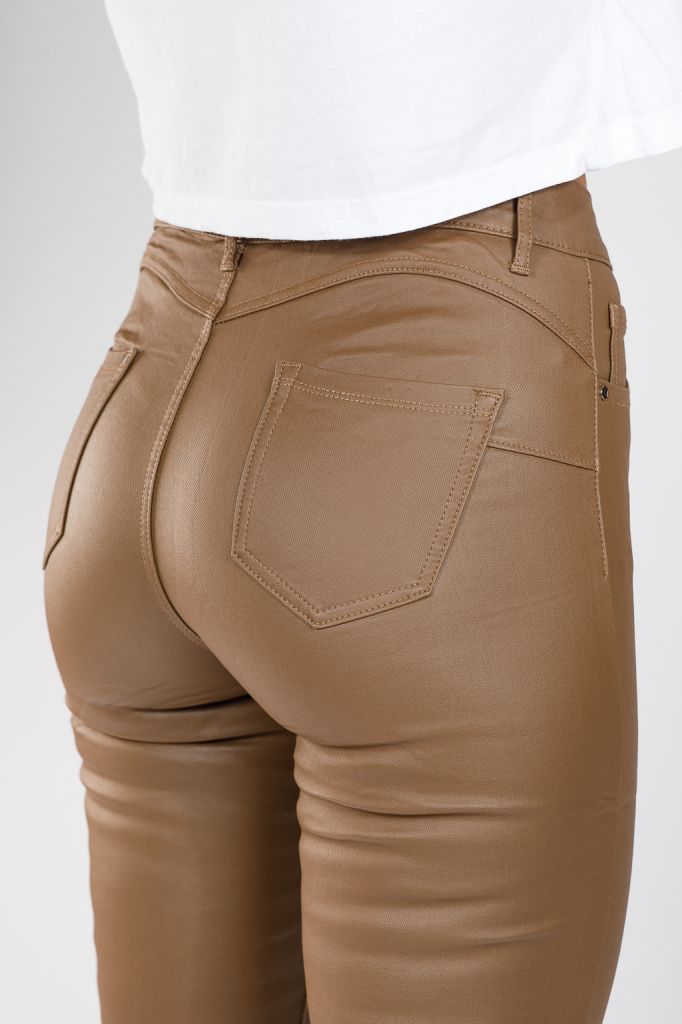 Дамски восъчен панталон, ватиран с кафява подплата #A293