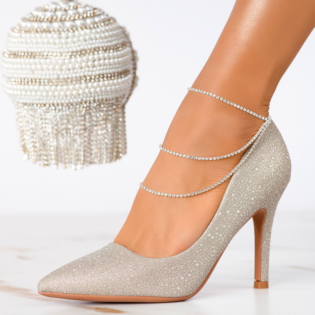 Дамски обувки с ток Mara Златен #13354
