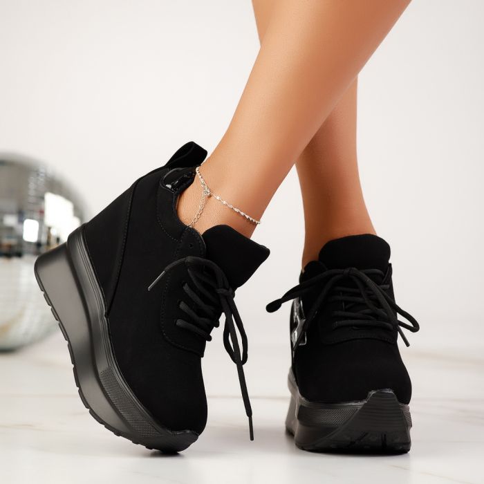 Дамски спортни обувки с платформа Feel черен #13528