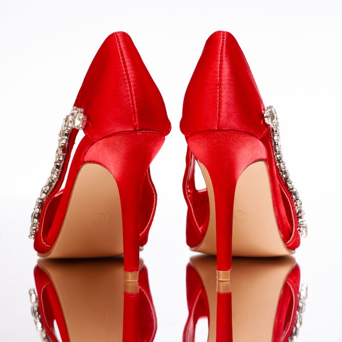Дамски обувки с ток Greta червен #13476
