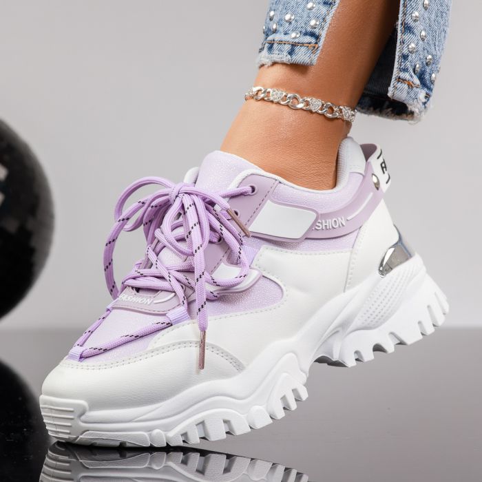 Дамски спортни обувки Criss Бяло/лилаво #13615
