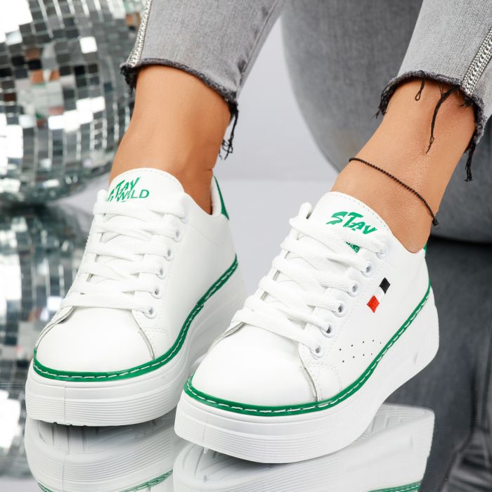 Дамски спортни обувки Inno Бяло/Зелено #13644