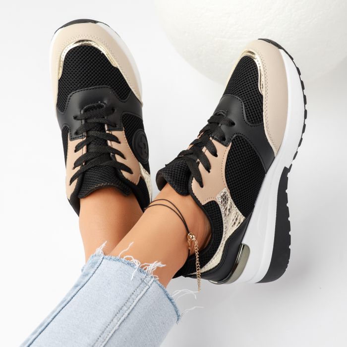 Дамски спортни обувки cu Platforma Archer черен/кафяво #13705