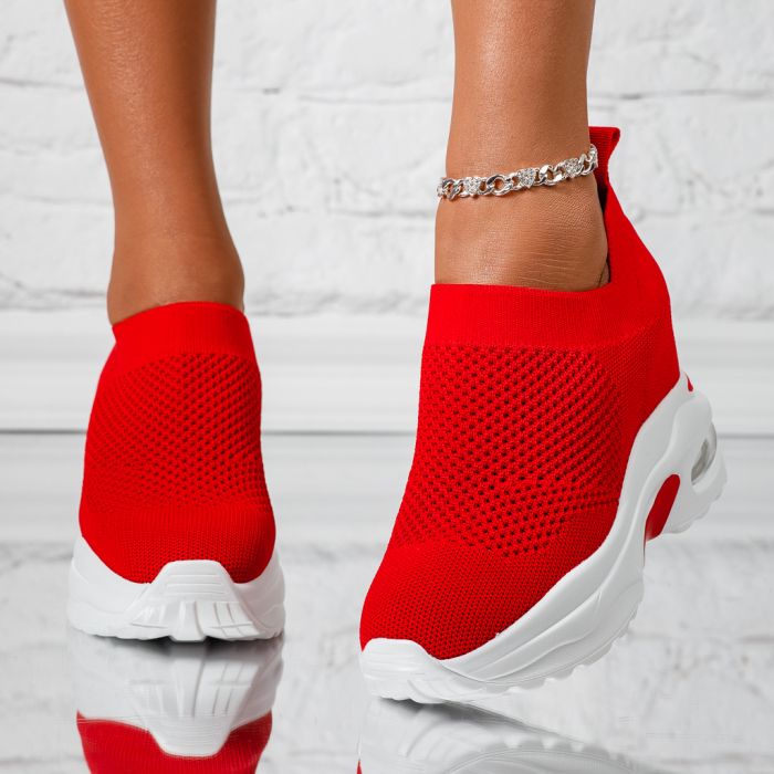 Дамски спортни обувки с платформа Lara червен #13926