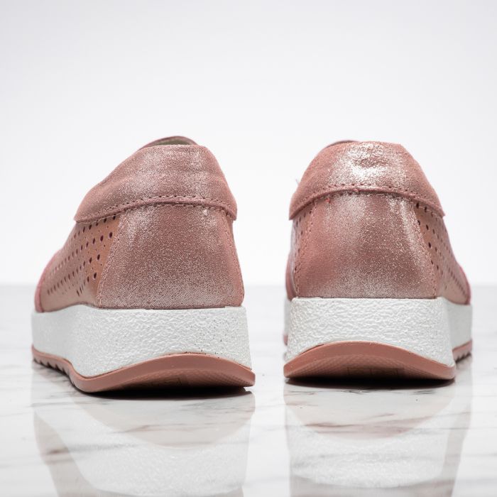 Дамски обувки от естествена кожа С перфорации Luana Розово #13944
