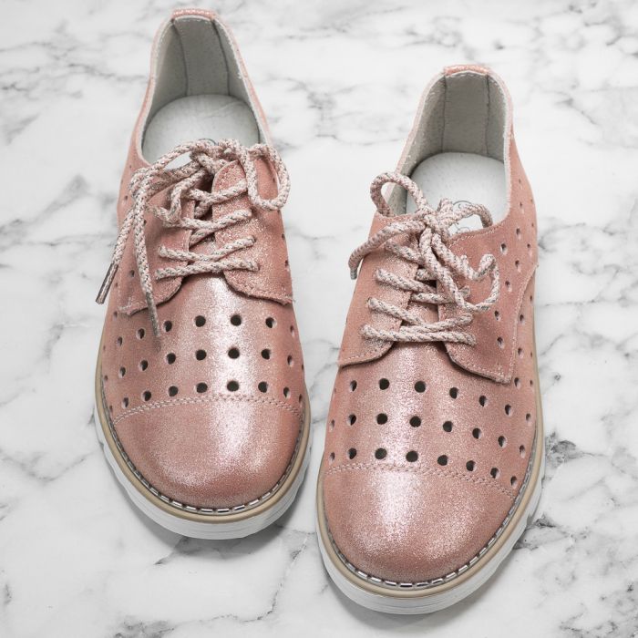 Дамски обувки Изработени от естествена кожа С перфорации Marta Розово #13882