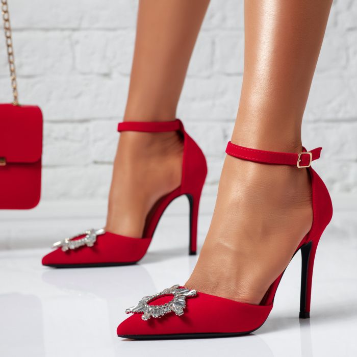 Дамски обувки с ток Oscar червен #14111