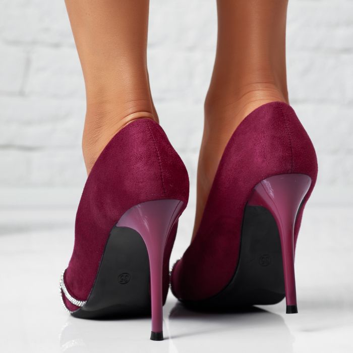 Дамски обувки с ток Iustin лилаво? #14106