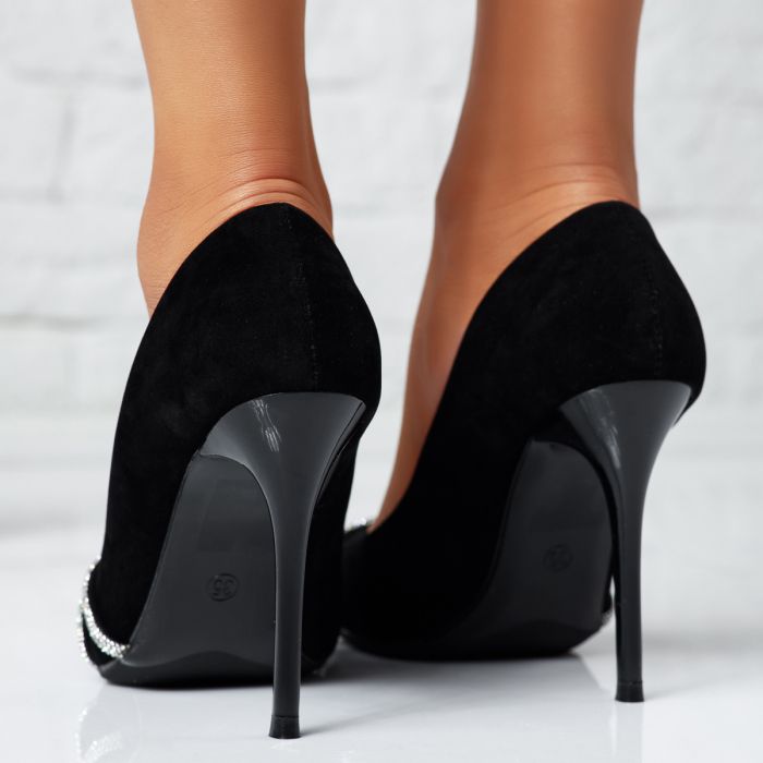 Дамски обувки с ток Iustin черен #14103