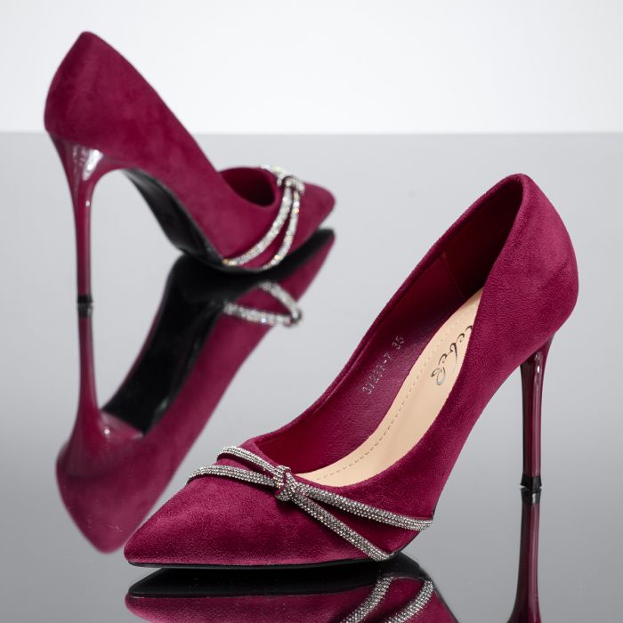 Дамски обувки с ток Iustin лилаво? #14106
