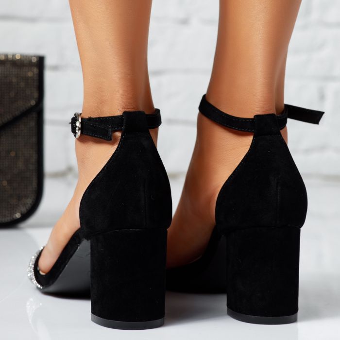 Дамски сандали на ток Liana черен #14271
