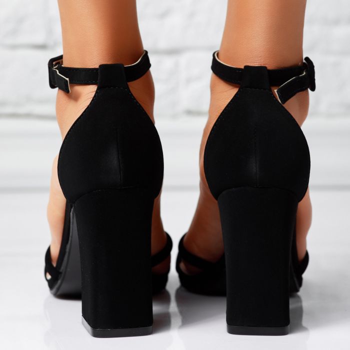 Дамски сандали с ток Rachell черен #14344