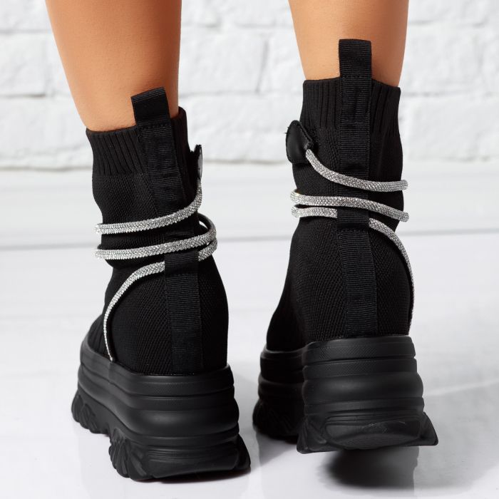 Azelia Női Fekete Sportcipő Platformmal #14619
