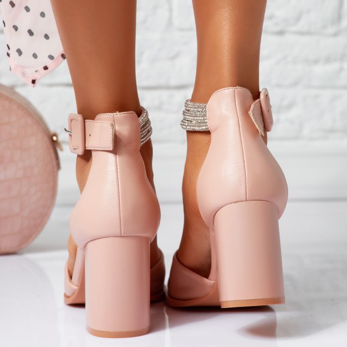 Дамски сандали с ток Larisa Розово #14527