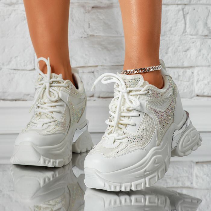 Aura Női Fehér Sportcipő Platformmal #14618