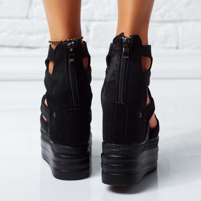 Sandale Dama cu Platforma Nerva Negre #14756