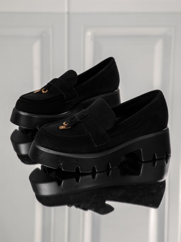 Всекидневни дамски обувки черни от обърната еко кожа Angel #18139