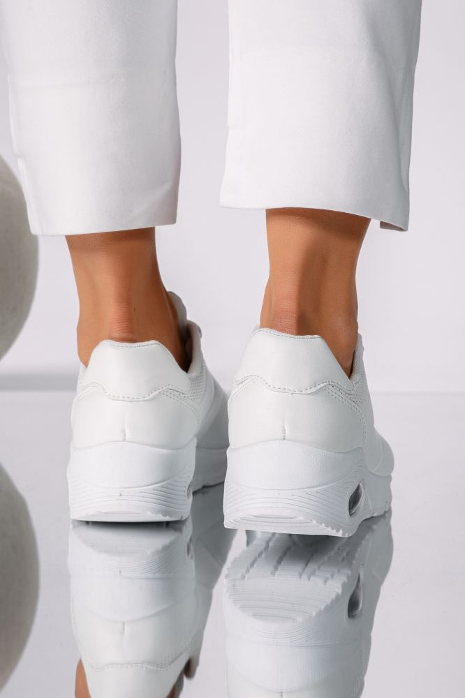 Adidasi dama cu platforma albi din piele ecologica Alecsa #18109