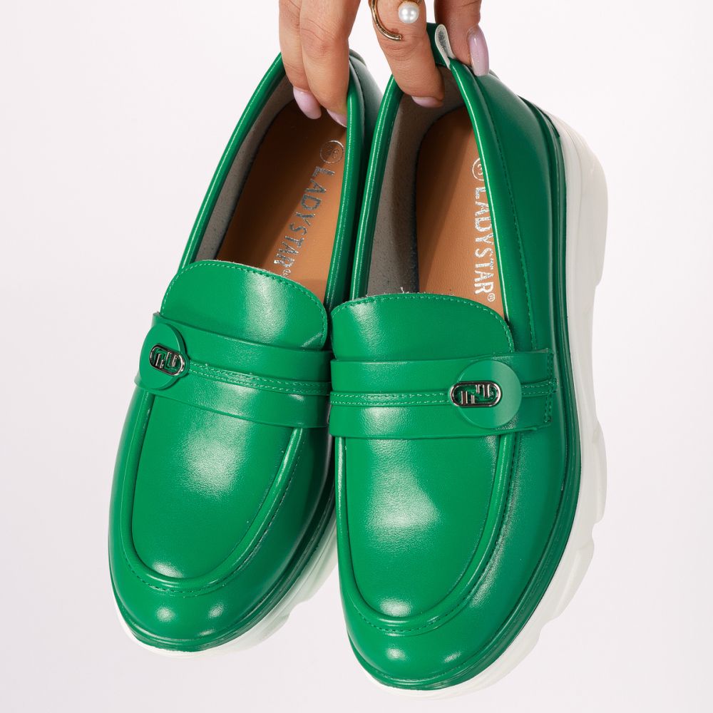Всекидневни дамски обувки зелени от еко кожа Athena #18275