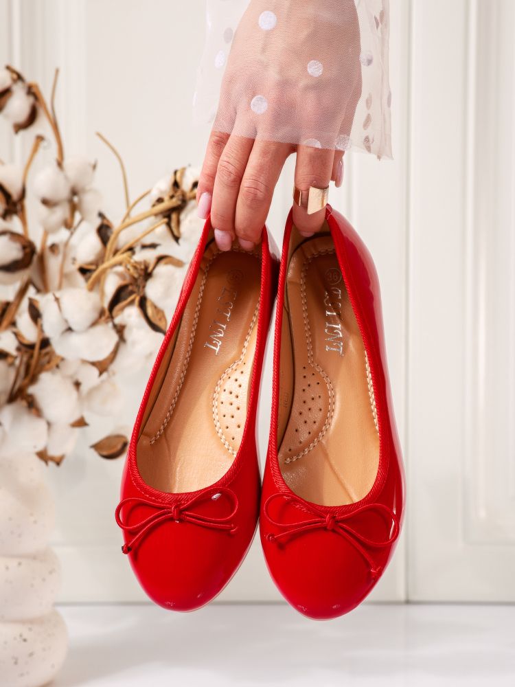 Cameron Női Balerina Cipő Piros Ökológiai Lakkozott Bőrből #18382
