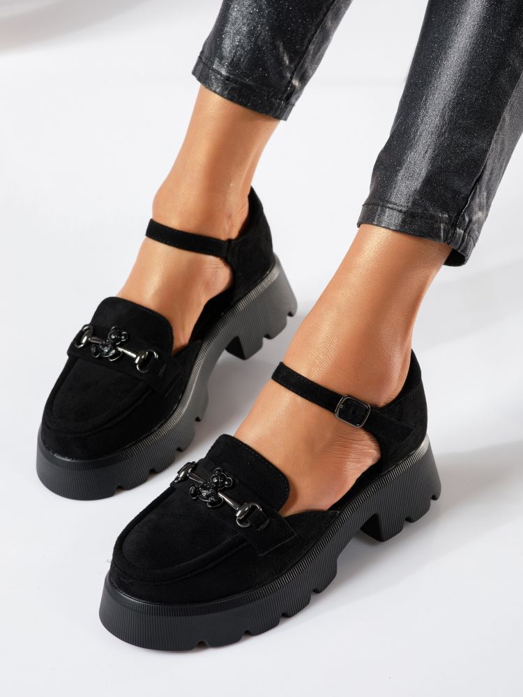 Всекидневни дамски обувки черни от обърната еко кожа Mina #18838