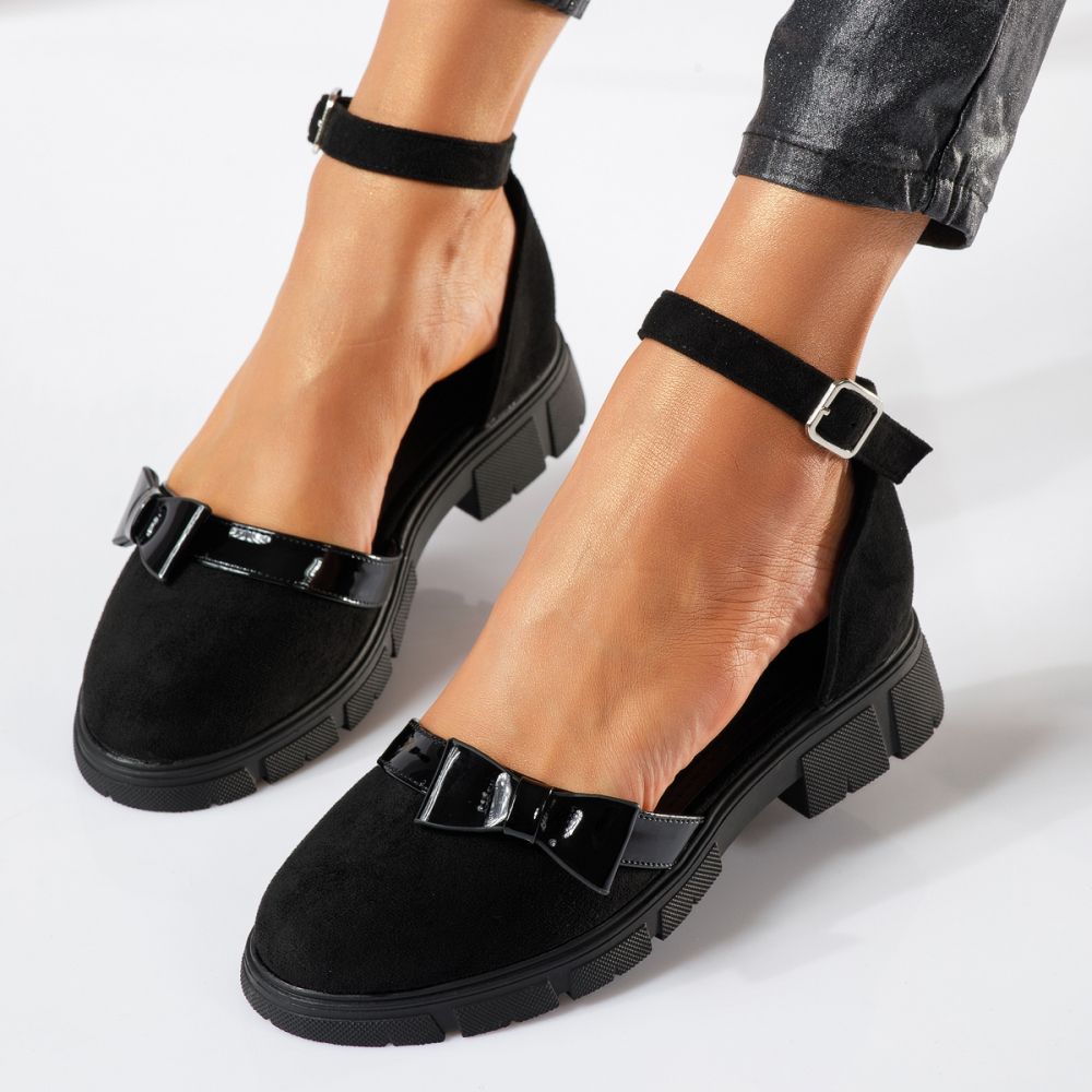 Всекидневни дамски обувки черни от обърната еко кожа Gloria #18846