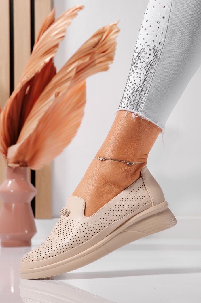 Pantofi casual dama bej din piele ecologica Janet #21646