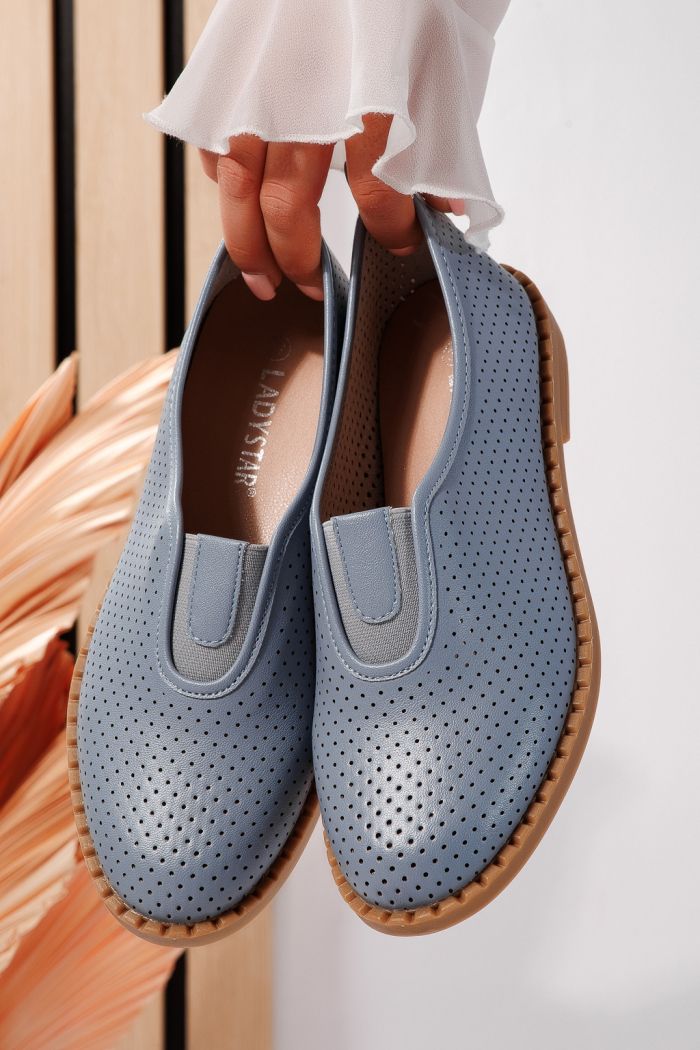Pantofi casual dama albastri din piele ecologica Melek #21816