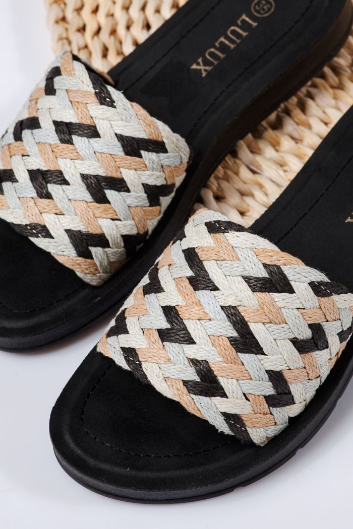 Női fekete textil papucs Lola #22259