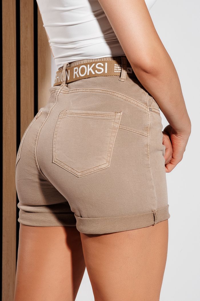 Női Farmer Rövidnadrág Kasia Khaki Színben #A1053
