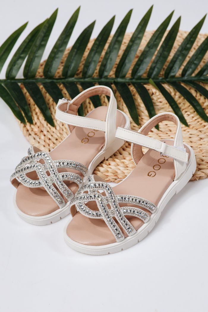 Sandale fete albe din piele ecologica Alegria2 #21883