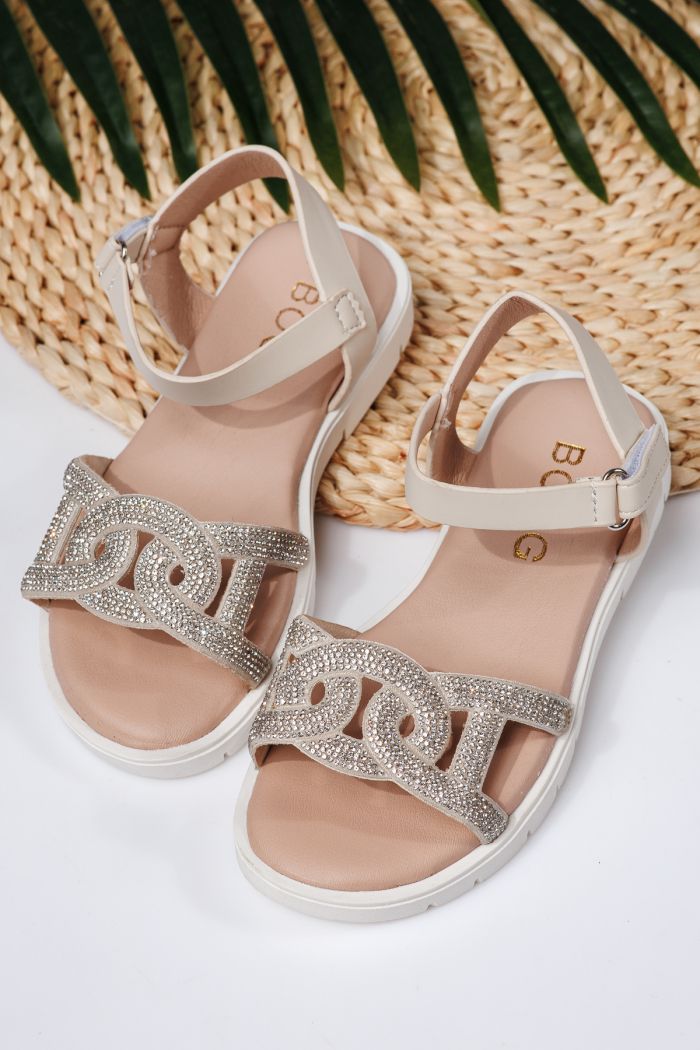 Sandale fete bej din piele ecologica Adina2 #21877