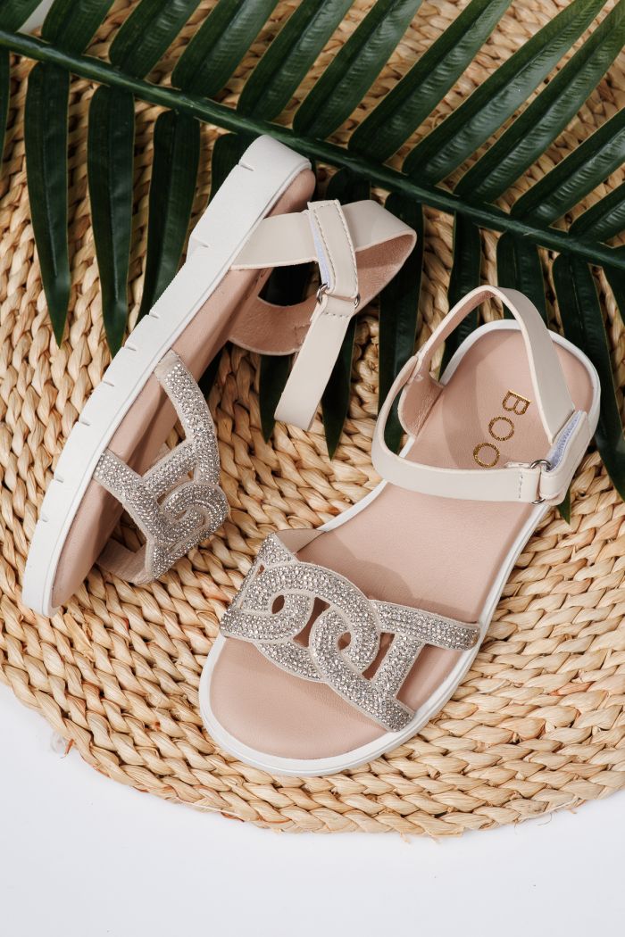 Sandale fete bej din piele ecologica Adina2 #21877