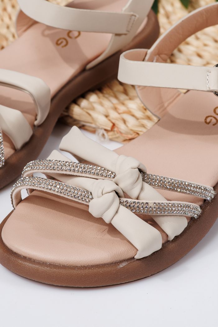 Sandale fete bej din piele ecologica Agatha #21872