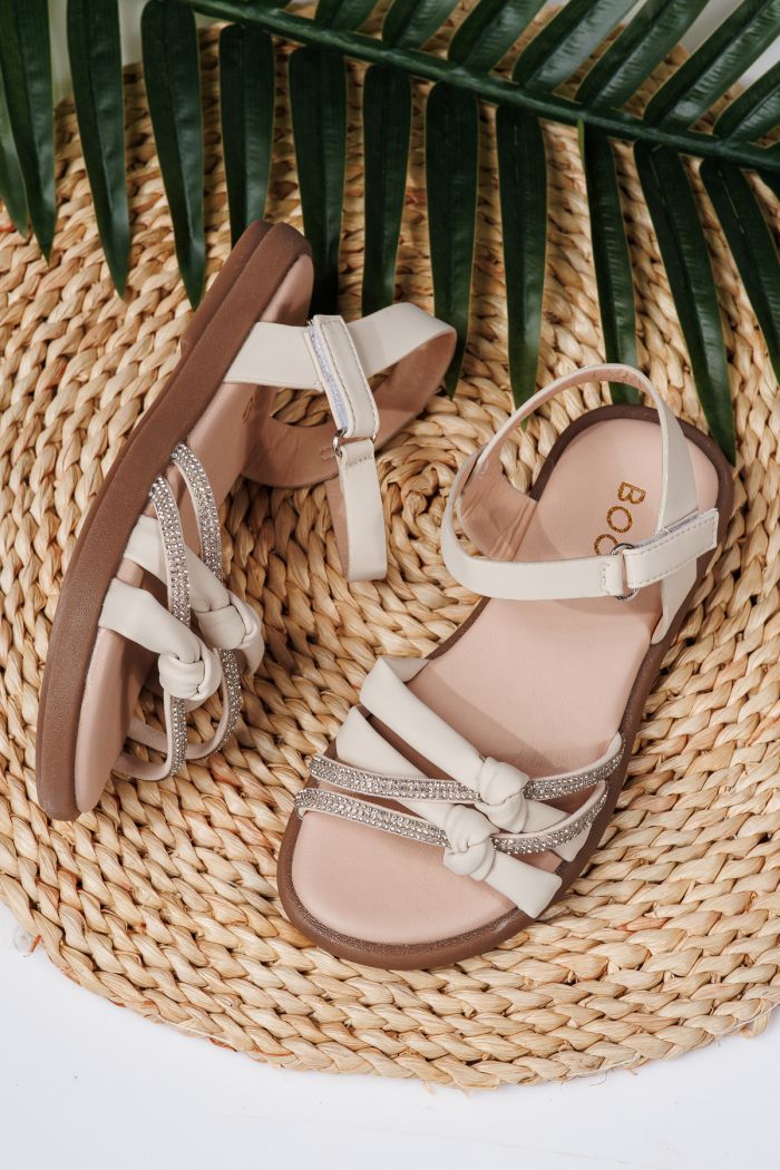 Sandale fete bej din piele ecologica Agatha #21872