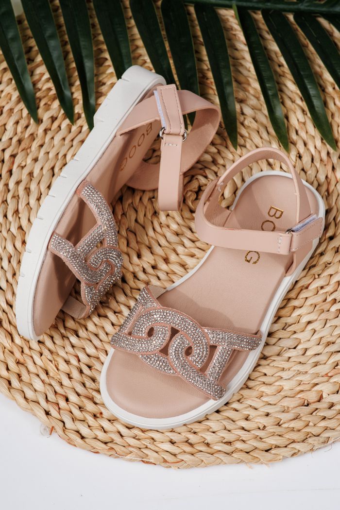 Sandale fete roz din piele ecologica Adina #21870
