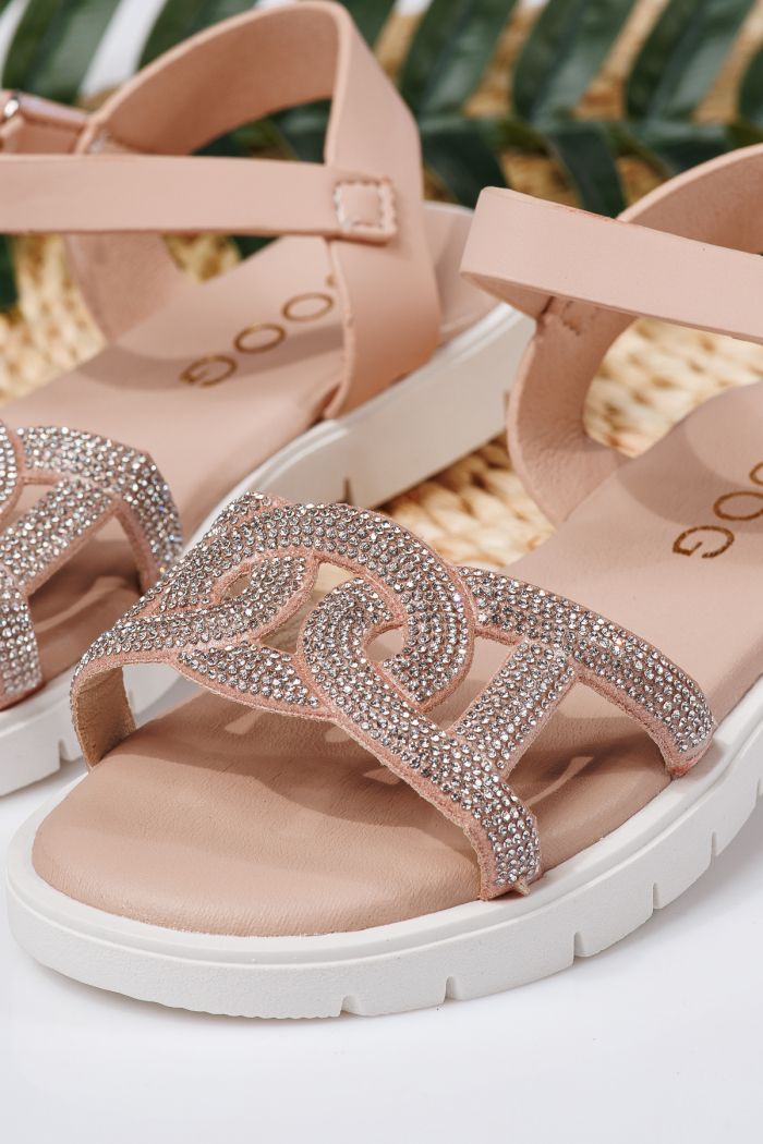 Sandale fete roz din piele ecologica Adina2 #21878