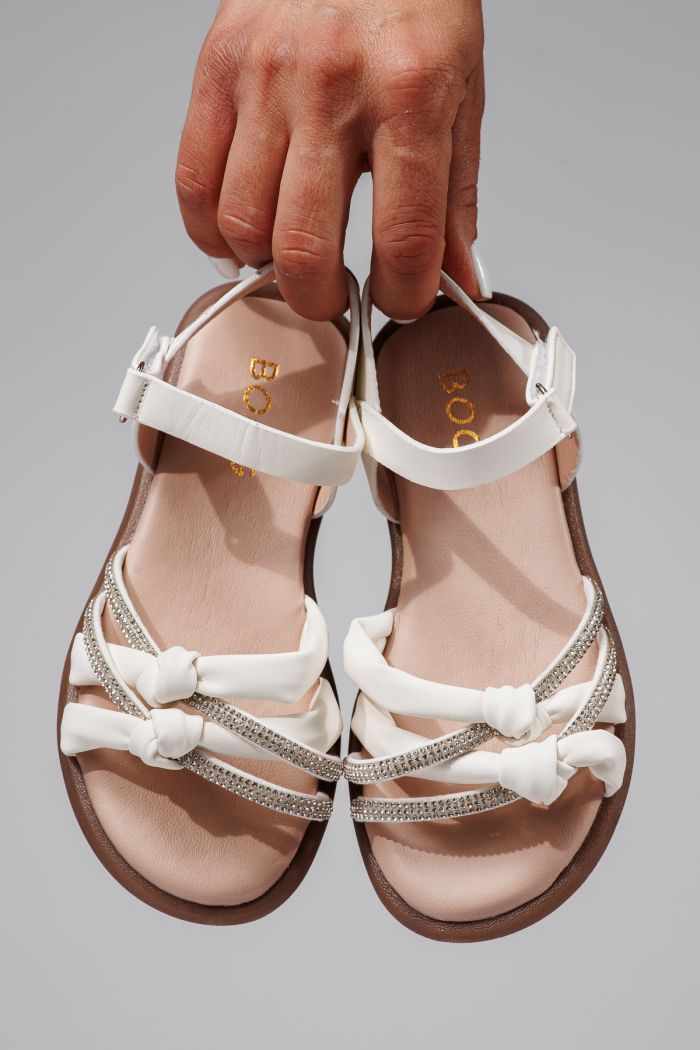 Sandale fete albe din piele ecologica Agatha #21873