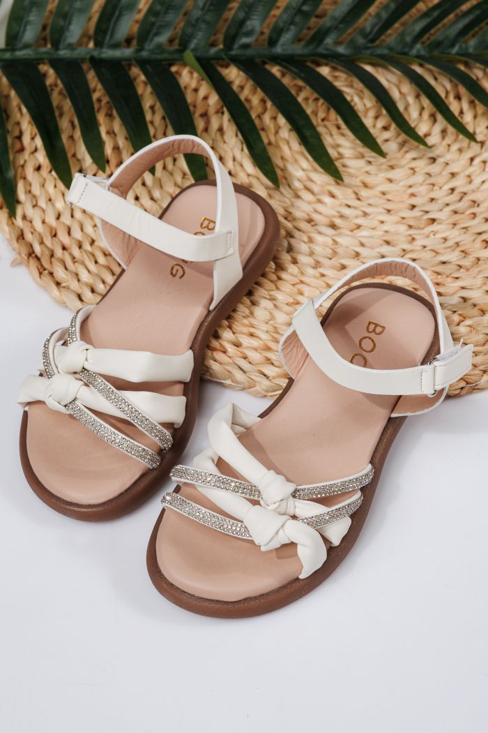 Sandale fete albe din piele ecologica Agatha #21873