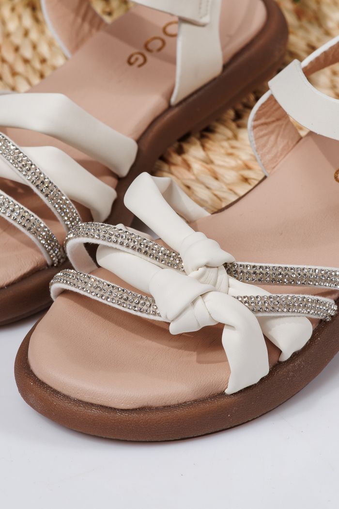 Sandale fete albe din piele ecologica Agatha #21873