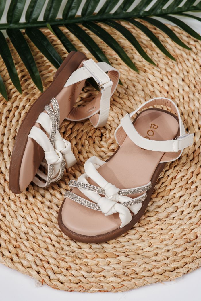 Sandale fete albe din piele ecologica Agatha #21873
