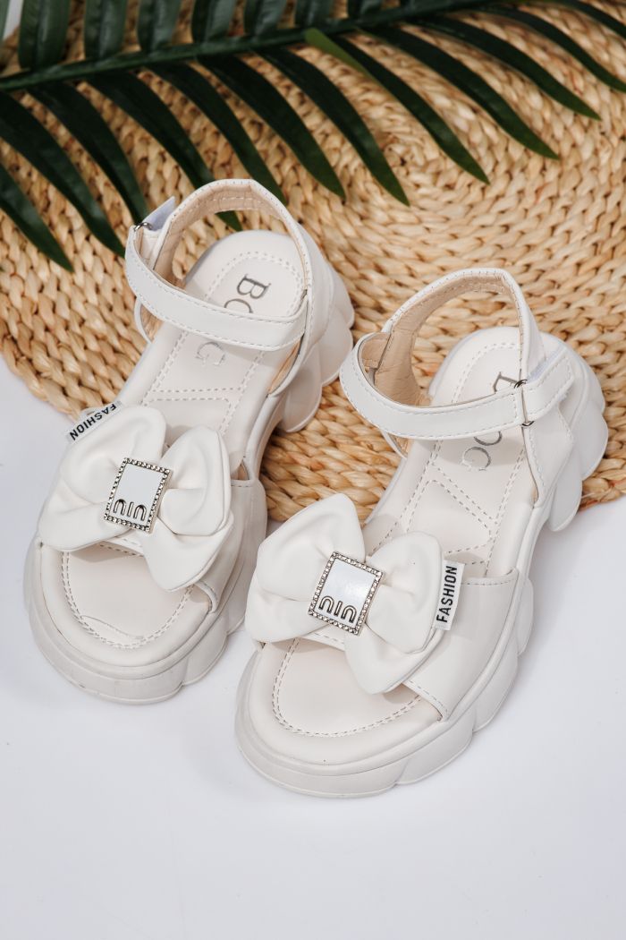 Sandale fete albe din piele ecologica Darya2 #21769