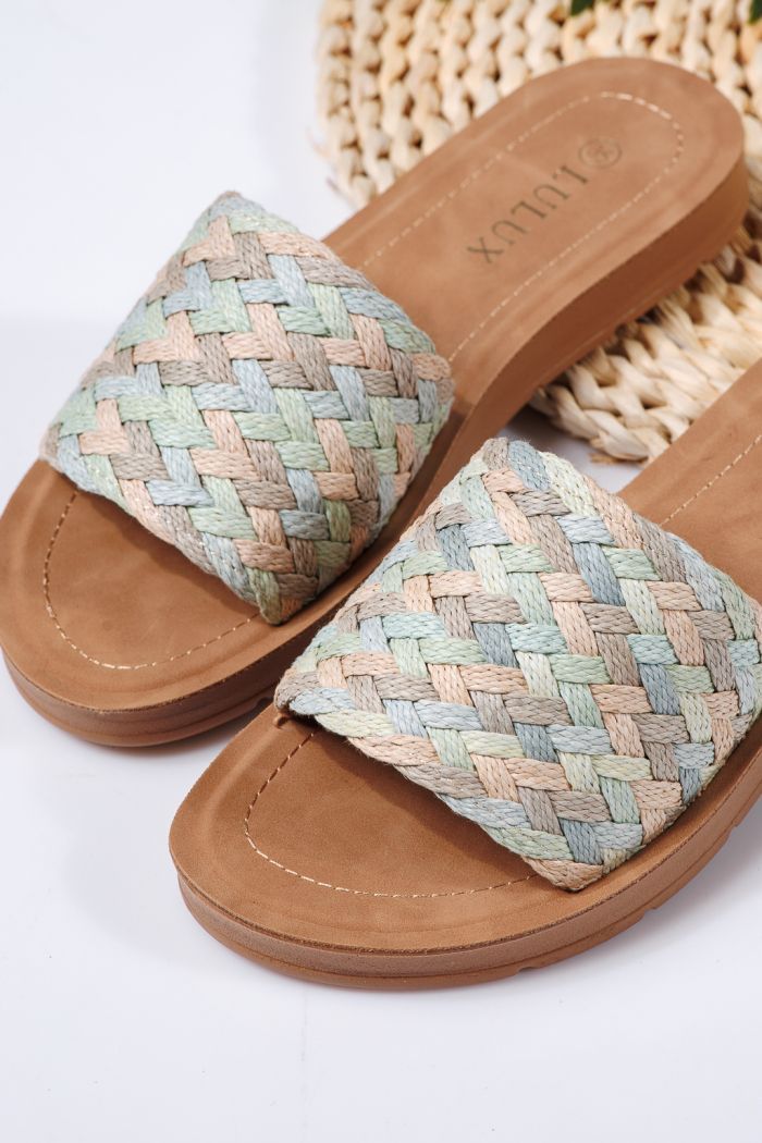 Női kék textil papucs Lola #22261