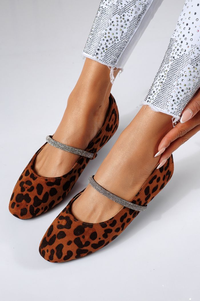 Női balettcipők leopard öko bőrből készült visszaküldött Zoe2 #22484