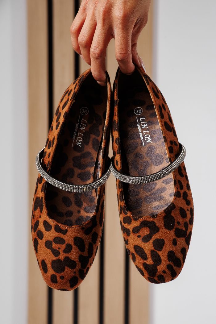 Női balettcipők leopard öko bőrből készült visszaküldött Zoe2 #22484