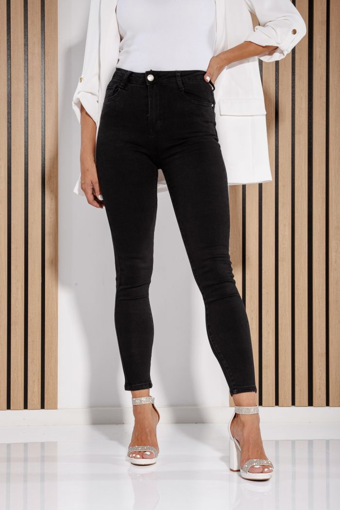 Női skinny farmer push-up díszítéssel Evelina Fekete #A1189