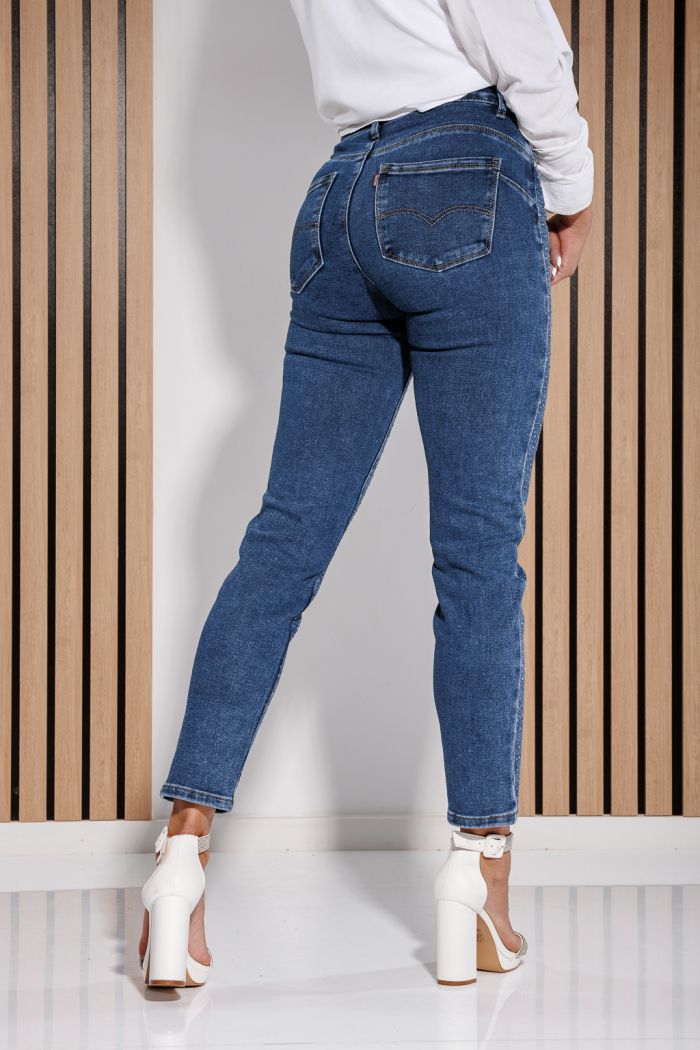 Női skinny farmer push-up díszítéssel Iris kék #A1171