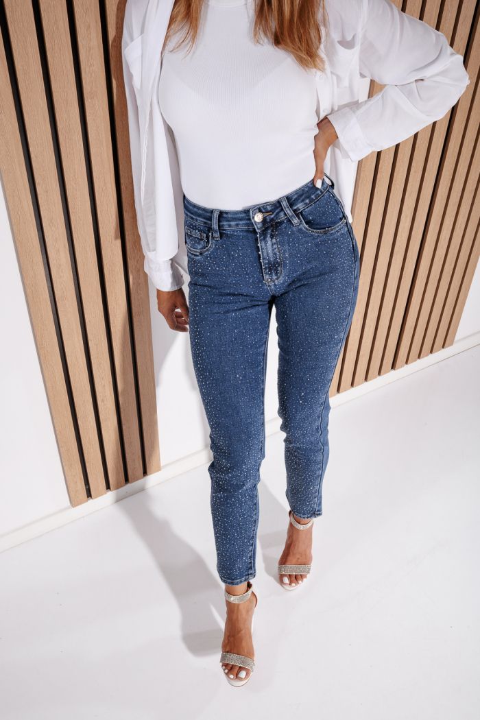 Női skinny farmer push-up díszítéssel Iris kék #A1171