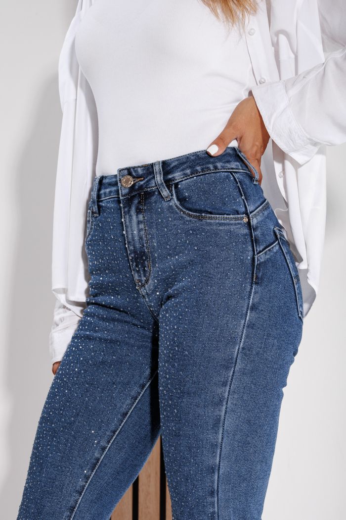 Női skinny farmer push-up díszítéssel Iris kék #A1171