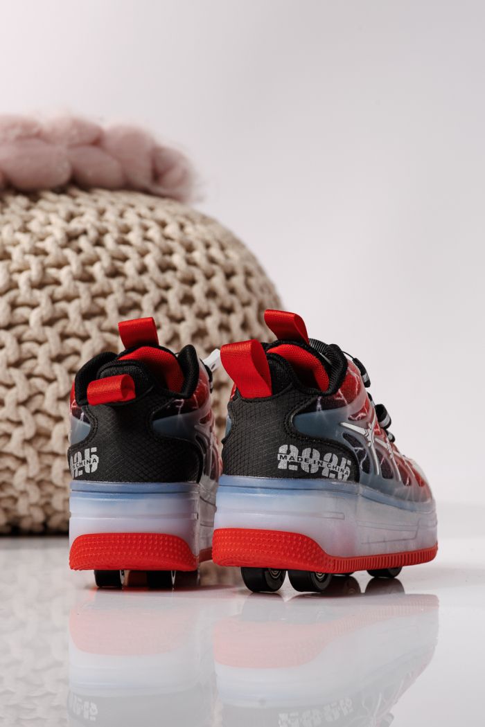 Görgős sportcipő piros textil anyagból készült Carla #22887